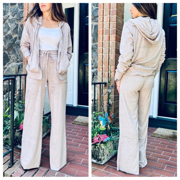 #02 FABULOUS TERRY ZIP UP HOODIE JACKET & WIDE LEG PANTS SET - Picture 2 of 6